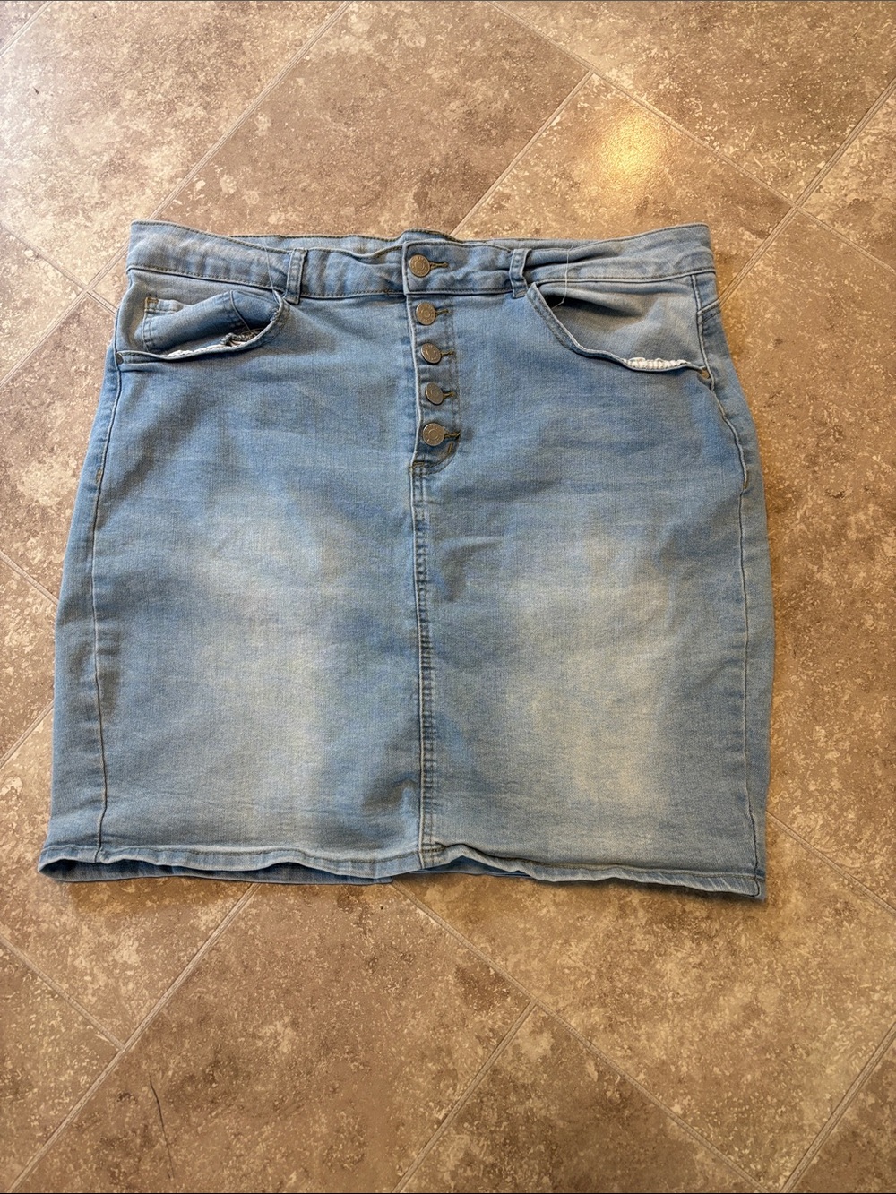 Light Blue Denim Button-Front Women's Skirt 2x